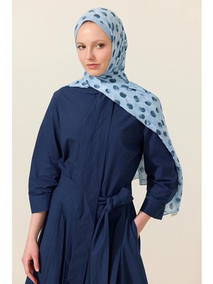 CS Camellia Scarf Polka Kraş Şal - Mavi