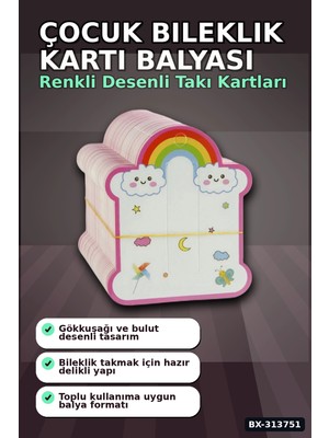 Mercora Tech 8X10 cm Bileklik Kartı 200 Adet Balya - Çocuk Bilek Kartı, Organizer Aksesuarı BX-313751