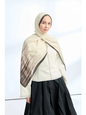 Armanda Elegant Harmony Lınora Desen Şal - Siyah - Vizon