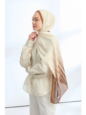 Armanda Elegant Harmony Lınora Desen Şal - Açık Kahve