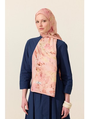 CS Camellia Scarf Watercolor Pamuk Viskon Şal - Somon
