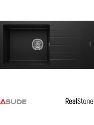 Real Stone Realstone P011 Assos Damlalıklı Granit Evye 860*435 mm Antrasit