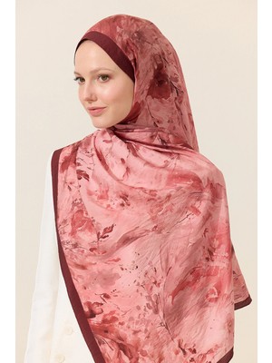 CS Camellia Scarf Watercolor Pamuk Viskon Şal - Cherry