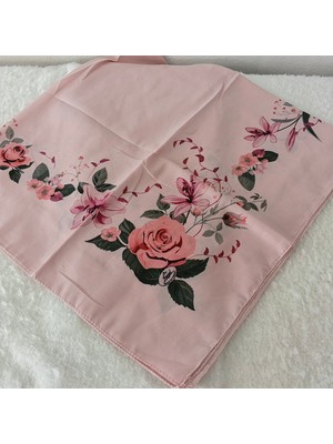 Hoaryage Desenli Dikişli Oyasız Yazma Tülbent Yemeni Fular Eşarp 100X100 Cm, Ortası Boş