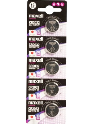 Maxell CR2032 3V Lityum Bios Baskül Terazi Pili 5’li Kartela 5 Adet
