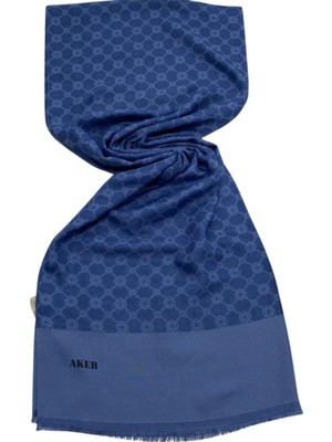 Aker Elegance Şal Indigo Monogram Desenli 1090100-922