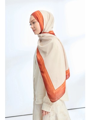 Armanda Soft Blush Floş Viskon Şal - Taş - Kiremit