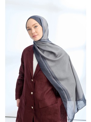 Armanda Soft Blush Floş Viskon Şal - Koyu Gri