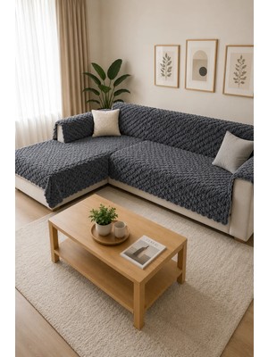 Munico 3 Adet Peluş Koltuk Örtüsü Kaymaz Tabanlı Evcil Hayvan Koruyucu Kalın Kabartmalı Dokulu Premium