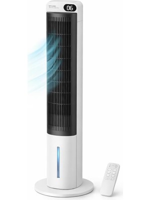 Happy Trend Ev Tipi Kule Tipi Vantilatör & Soğutucu – 70W Güçlü Hava Akışı, 3 Kademe Hız, 3l Su Tanklı Nemlendirici, 24 Saat Zamanlayıcı, Sessiz Çalışma (29 Db), Uzaktan Kumandalı, LCD Ekranlı