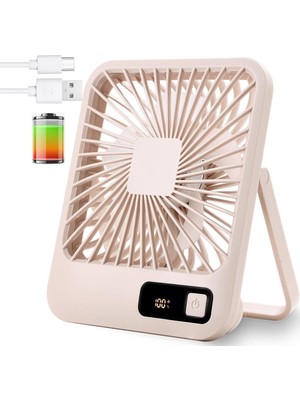 Happy Trend Küçük Masa Fanı, Taşınabilir USB Şarj Edilebilir, 2000MAH Pil ve LCD Ekranlı Eğilebilir Katlanabilir Kişisel Mini Fan, Güçlü Rüzgar, Ultra Sessiz, Ofis, Ev, Kamp Için 5 Hız Modu