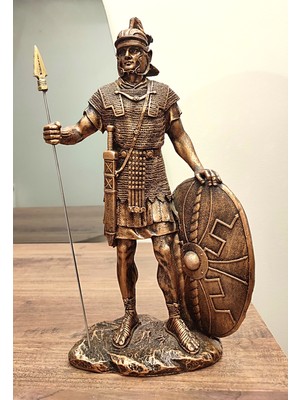 Antioch Art and Design Tasarım Mızraklı Roma Askeri Biblo Savaşçı Heykel Dekoratif Hediyelik