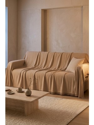 Dokuvia Iskandinav Dokulu Pamuklu Saçaklı Koltuk Örtüsü ve Koltuk Şalı Kaymaz Terletmez 180X300 cm