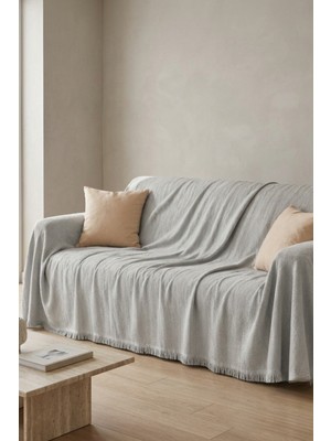 Dokuvia Iskandinav Dokulu Pamuklu Saçaklı Koltuk Örtüsü ve Koltuk Şalı Kaymaz Terletmez 180X300 cm