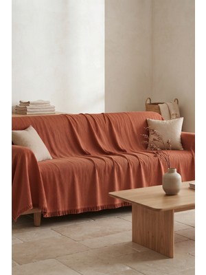 Dokuvia Iskandinav Dokulu Pamuklu Saçaklı Koltuk Örtüsü ve Koltuk Şalı Kaymaz Terletmez 180X300 cm