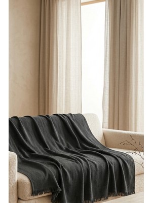 Dokuvia Iskandinav Dokulu Pamuklu Saçaklı Koltuk Örtüsü ve Koltuk Şalı Kaymaz Terletmez 170X200 cm