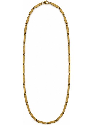 Stelle Jewelry Altın Renk Paslanmaz Çelik Grek Desenli Plaka Zincir Erkek Kolye 55 cm