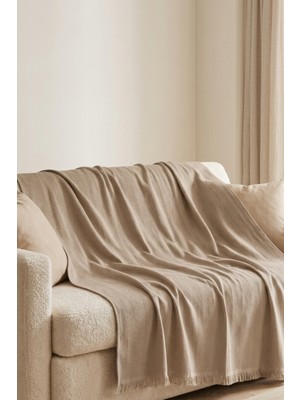 Dokuvia Iskandinav Dokulu Pamuklu Saçaklı Koltuk Örtüsü ve Koltuk Şalı Kaymaz Terletmez 170X200 cm