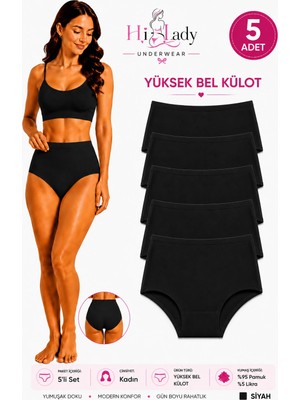 Kadın Külot Likralı Esnek Pamuklu 5'li Paket Yüksek Bel Külot Soft Renkler