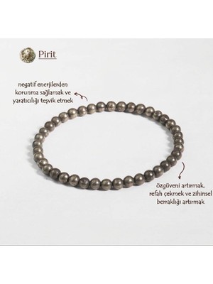 Taşmir Doğal Pirit Bileklik, 4 mm Doğal Taş Bileklik