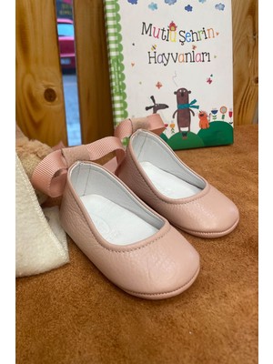 Beybium Mila Hakiki Deri Kız Bebek Babet Makosen Pudra