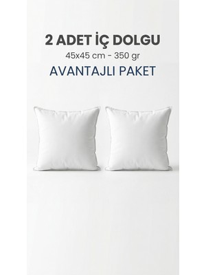 Destiva Home 2’li Premium Boncuk Silikon Kırlent Içyastık 45X45 cm 350 gr Dolgun Çökme Yapmaz Vakumlu Yıkanabilir