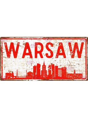 AYNED Print Varşova Manzaralı Mdf Duvar Tabelası, Retro Şehir Temalı Ev Dekorasyonu