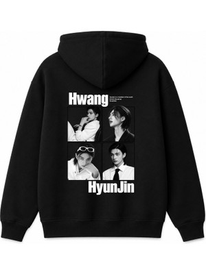BarsDepo Straykıds Hyunjın Baskılı Hoodıe, %100 Pamuk Unisex Çocuk / Yetişkin Sweatshırt ( Çorap Hedıyelı)