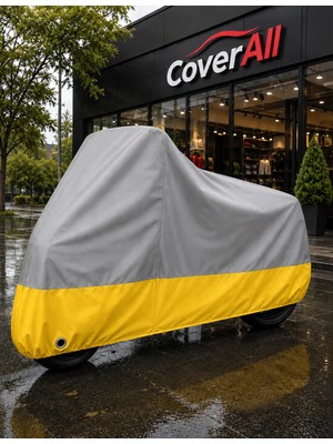 Coverall Kral Motor Ares 125 (Gri-Sarı Parç.)Motosiklet Brandası,su Geçirmez (Çantalı Motor)