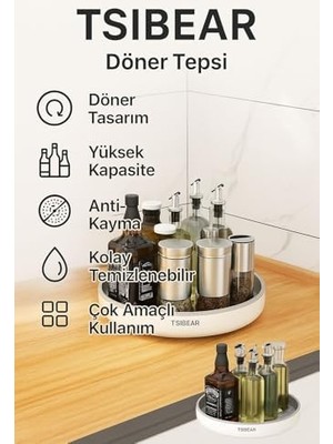 TeknoKapsül 360° Dönen 25 cm Mutfak Kiler Banyo Düzenleyici Döner Raf CIN876