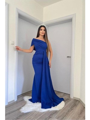 Lior Design Kadın Zarif Stil Tek Omuz Kuyruklu Balık Kesim Abiye Elbise