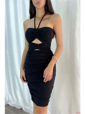 Lior Design Kadın Bohem V Yaka Mini Abiye Elbise