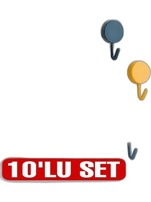 YM PAZARLAMA Kendinden Yapışkanlı Renkli Duvar Askısı (10LU Set)