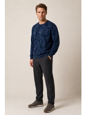 Redline Allon Desenli Kışlık Yeni Sezon Erkek Regular Fit Sweatshirt Beyaz