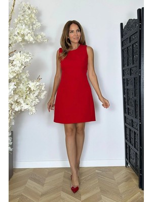 Ges Moda G1877 Basic Kalem Elbise Kırmızı