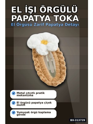 sbodurhome 6.5 cm El Işi Örgülü Papatya Toka - Metal Ip Çıtçıtlı Saç Aksesuarı Tekli BX-313729