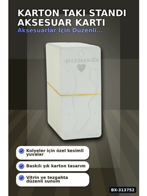 sbodurhome Karton Takı Standı 5.5X12 cm 200 Adet Renk Aksesuar Sergileme Kartı BX-313752