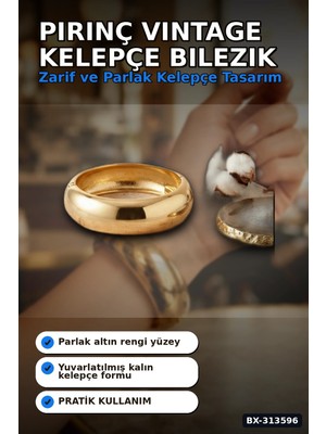 Hesc Bilişim 3.5 cm Kalın Pirinç Vintage Kelepçe Bilezik - Rengi Tekli Bayan Takı BX-313596
