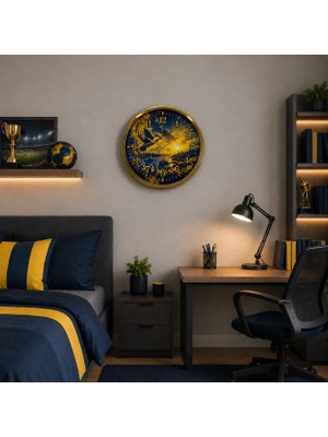 Hesc Bilişim Gold Efsane Kanatlar Taraftar Temalı 40 x 40 cm Metal Duvar Saati