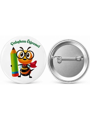 Sevimli Arı Çalışkan Arı Rozet Ceket-Çanta-Kalemlik-Şapka-Aksesuar Rozeti  (44MM) 1 Adet