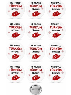 29 Ekim Cumhuriyet Bayramı Türk Bayrağı Atatürk Rozet Seti Ceket-Çanta-Kalemlik-Şapka-Aksesuar Rozeti  (44MM) 12 Adet
