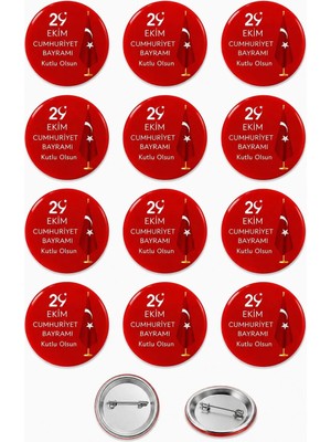 29 Ekim Cumhuriyet Bayramı Türk Bayrağı Atatürk Rozet Seti Ceket-Çanta-Kalemlik-Şapka-Aksesuar Rozeti  (44MM) 12 Adet