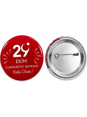 29 Ekim Cumhuriyet Bayramı Türk Bayrağı Atatürk Rozet Ceket-Çanta-Kalemlik-Şapka-Aksesuar Rozeti  (44MM) 1 Adet