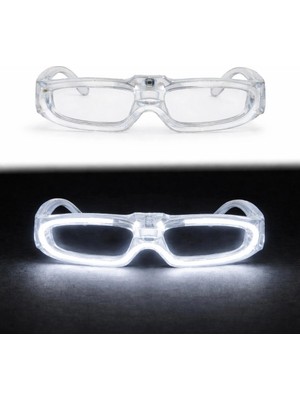 Gees Global  Beyaz LED Işıklı Parti Gözlüğü 3 Modlu – Glow & Gece Eğlence Gözlüğü
