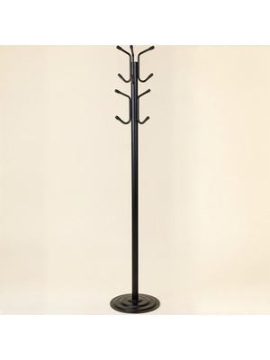 Upstyle Viona 12 Askılı Metal Ayaklı Portmanto Siyah 161 cm