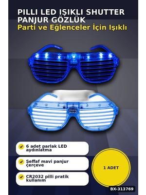 Semel Pilli LED Işıklı Shutter Panjur Parti Gözlüğü 1 Adet Yetişkin Çocuk Aksesuarı BX-313769