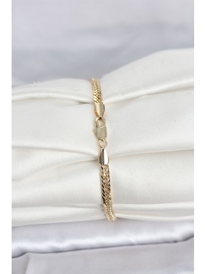 cm 14K Gold Renk Zincir Model Kadın Bileklik 5886