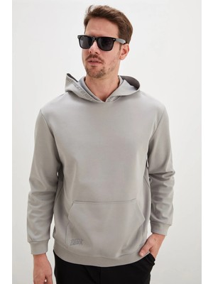 FullaModa Baskılı Kapüşonlu Kanguru Cepli Sweatshirt
