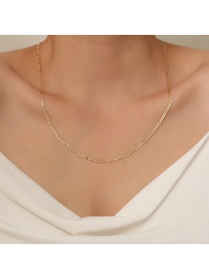 Parla Kadın Figaro Set Çelik 14K Altın Kaplama 3mm 45 cm