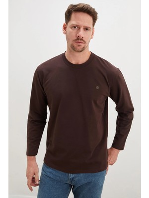 FullaModa Baskılı Bisiklet Yaka Sweatshirt
